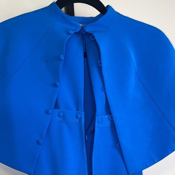 Teri Jon by Rickie Freeman blue collared cape dress - Picture 4 of 13